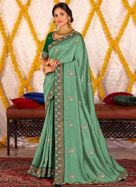 Green Colour Kiyansa By Kavira 6501 To 6509 Designer Sarees Catalog 6502
