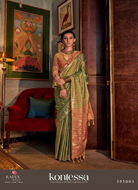 Green Colour Kontessa By Rajtex Tussar Silk Handloom Weaving Saree Wholesale Online 385003