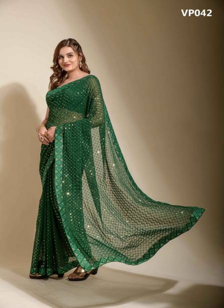 Green Colour Koski Chokdi By Fashion Berry Soft Georgette Designer Saree Catalog VP042
