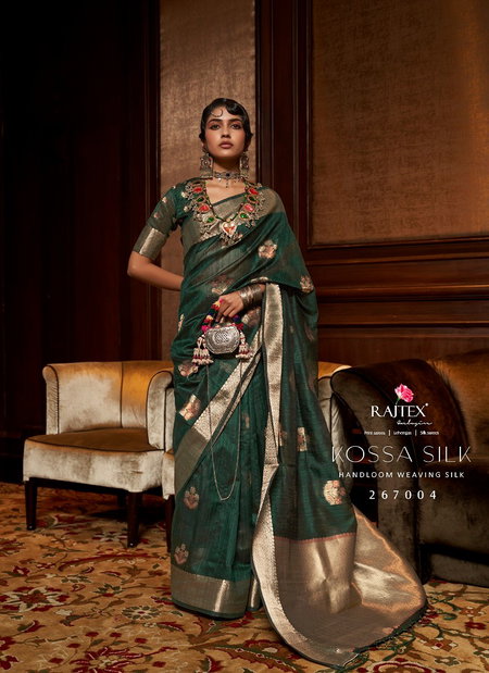 Green Colour Kossa Silk By Rajtex Handloom Weaving Wedding Wear Saree Wholesale Online 267004