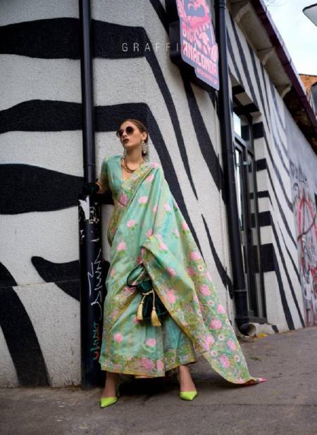 Green Colour Krafitti Silk By Rajtex Silk Designer Saree Catalog 355005