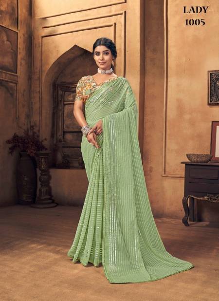 Green Colour Lady By Fashion Lab Designer Saree Catalog 1005
