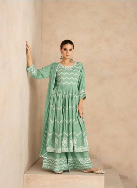 Green Colour Lakhnavi Vol 6 By Vamika Designer Salwar Suit Catalog 1036