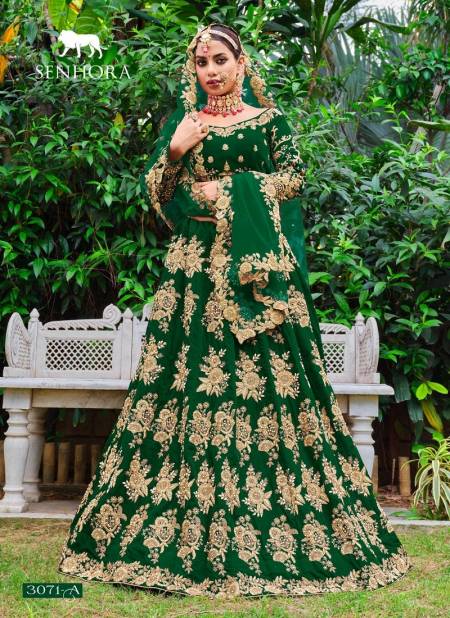 Green Colour Latika By Senhora Velvet With Dori Work Function Wear Designer Lehenga Choli Catalog 3071 A