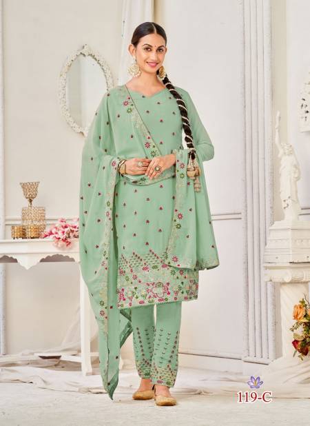 Green Colour Liyana Punjabi Patiyala Salwar Suit Catalog 119 C
