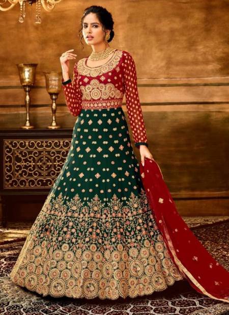 Green Colour Maaysha Wholesale Designer Wedding Wear Anarkali Suit Catalog 7921