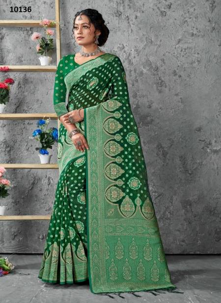 Green Colour Madhumati By Sangam Printed Saree Catalog 10136