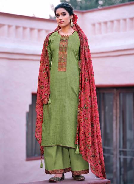 Green Colour Madhushree Designer Wholesale Palazzo Suit Catalog 1002