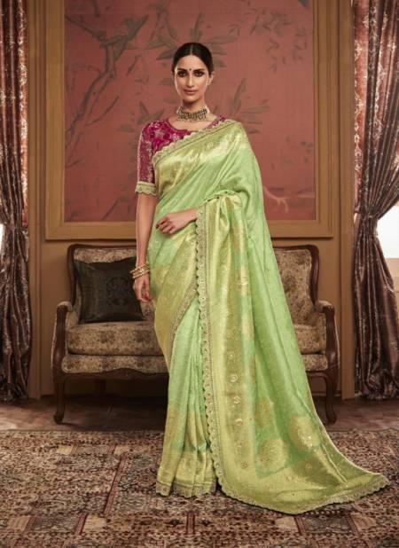 Green Colour Maharani By Kimora Silk Saree Catalog 187