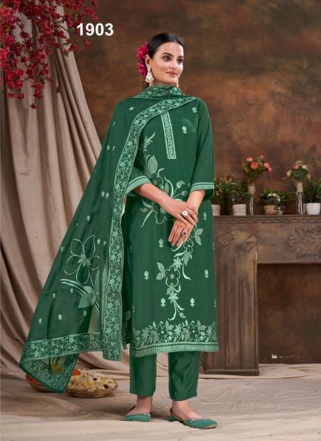 Green Colour Mahendi By Jivora Heavy Jacquard Readymade Suits Wholesale Suppliers In India 1903