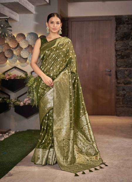 Green Colour Mahisha By Monjolika Silk Saree Catalog 6501