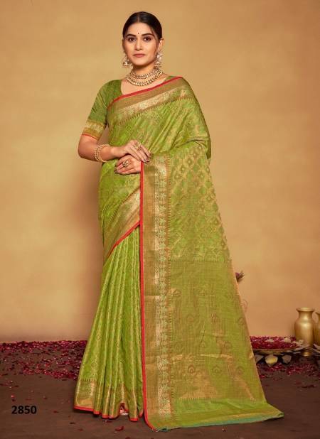 Green Colour Manikarnika Sangam Festive Wear Wholesale Banarasi Silk Sarees Catalog 2850
