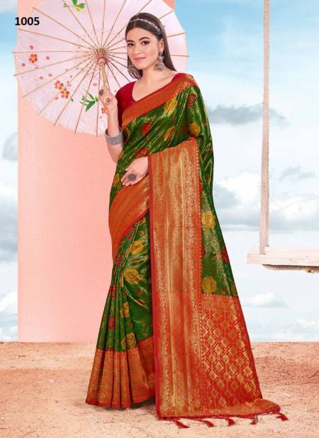 Green Colour Manisha By Sangam Silk Saree Catalog 1005
