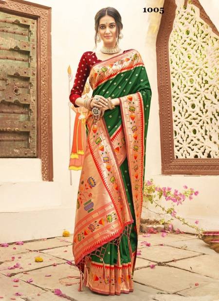 Green Colour Mariya By Sangam Silk Saree Catalog 1005