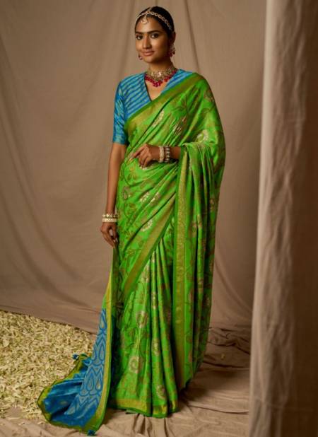 Green Colour Meera Kimora Function Wear Wholesale Printed Sarees Catalog P16062