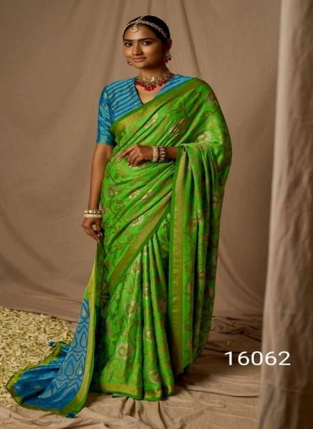 Green Colour Meera Soft Silk By Kimora Soft Brasso Silk Designer Saree Catalog P 16062