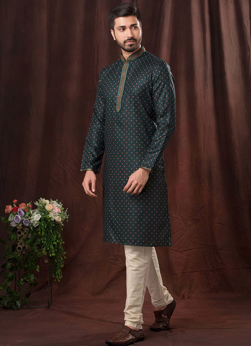 Green Colour Meherba By Styleroof Festive Wear Kurta Pajama Catalog 1553 4