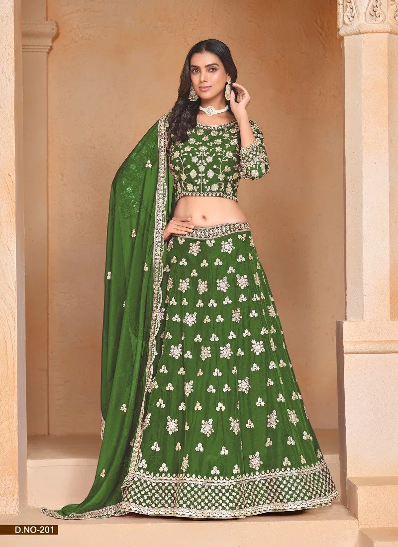 Green Colour Mehvish Vol 2 By Dani Organza Wedding Wear Lehenga Choli Orders In india 201