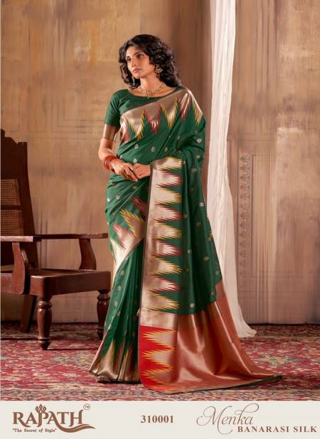 Green Colour Menka Silk 310000 By Rajpath Banarasi Silk Occasion Saree Wholesale Shop In Surat 310001