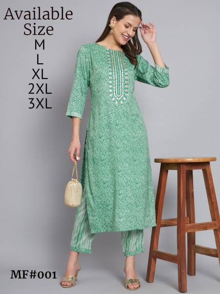 Green Colour Mesmora Heavy Printed Soft Poly Kurti With Bottom Wholesale Market in Surat With Price MF001