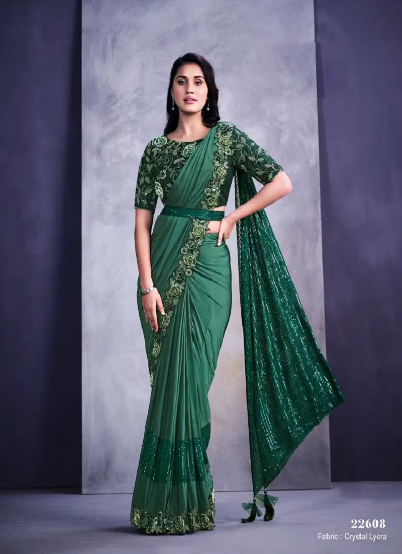 Green Colour Mohmanthan 22600 By Mahotsav Raw Silk Designer Party Wear Saree Suppliers In India 22608