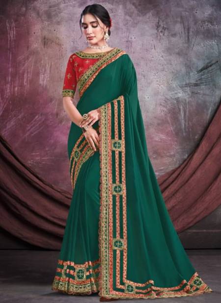 Green Colour Mohmanthan Sarisha Mahotsav Wholesale Party Wear Sarees Catalog 22722