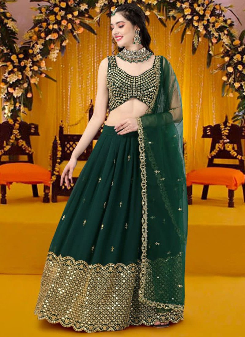 Green Colour Monalisaa Vol 5 Biva Wedding Wear Wholesale Designer Lehenga Choli Catalog 15001