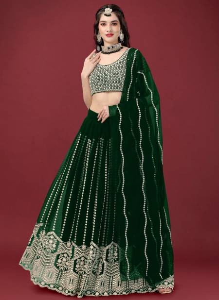 Green Colour Monalisaa Vol 7 Biva Wedding Wear Wholesale Designer Lehenga Choli Catalog 17001