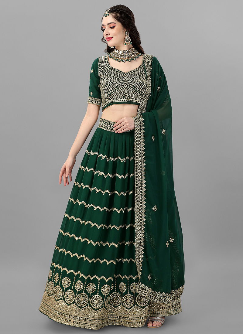 Green Colour Monalisaa Vol 8 By Biva Designer Lehenga Choli Catalog 18004