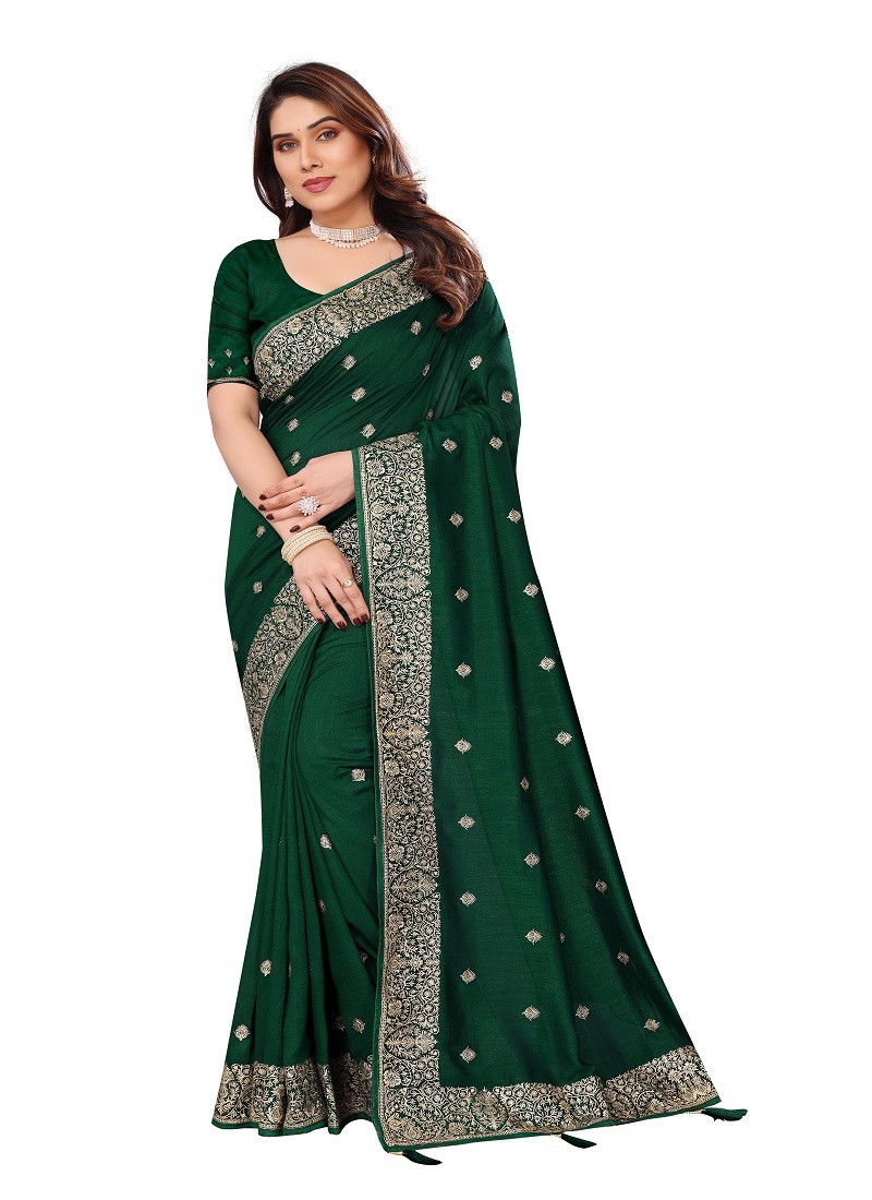 Green Colour Mouni By Utsav Nari Vichitra Blooming Jari Embroidery Wedding Wholesale Sarees Manufacturers 2327