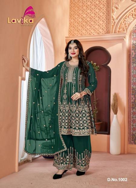 Green Colour Mubarak Vol 1 By lavika Georgette With Embroidery Work Salwar kameez Catalog 1002