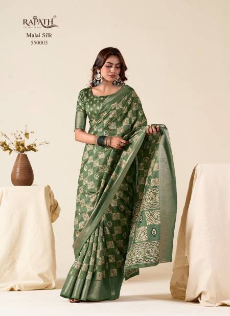 Green Colour Mul Mul By Rajpath Foil Printed Soft Dola Silk Designer Saree Suppliers In India 550005