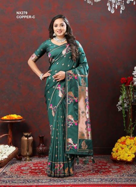 Green Colour NX279 Copper Colours by Murti Nx Paithani Silk Sarees Wholesale Online NX279 COPPER-C