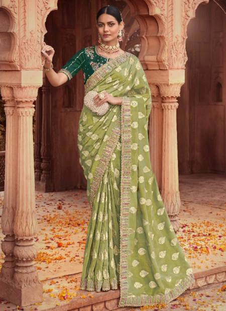 Green Colour Naksh Mahaveera Wedding Sarees Catalog 2104