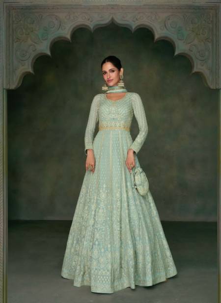 Green Colour Nayaab By Sayuri Designer Georgette Gown With Dupatta Catalog 5348