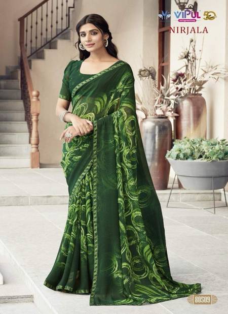 Green Colour Nirjala By Vipul Georgette Printed Daily Wear Sarees Wholesale Suppliers In India 80509