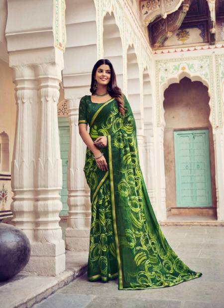Green Colour Nirjala By Vipul Georgette Printed Daily Wear Sarees Wholesale market In Surat 75501