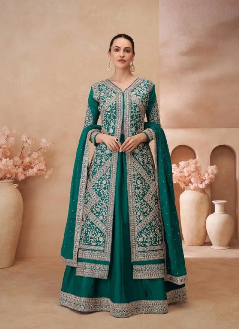 Green Colour Noor By Rasalika Chinon Silk Readymade Suits Orders In India 2114