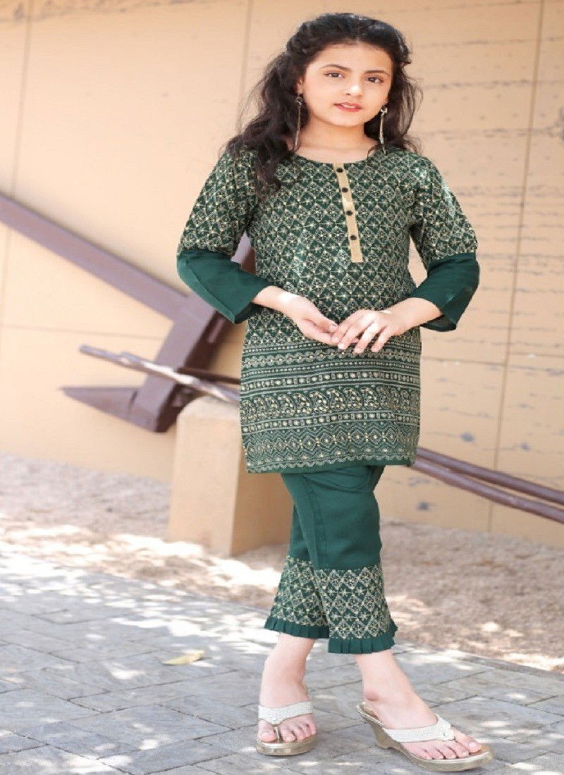 Green Colour Nuref By Arya Kids Girls Wear Catalog 2