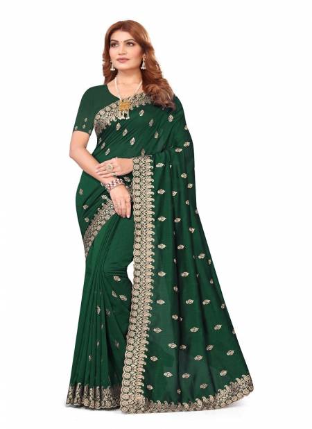 Green Colour Nyra By Utsav Nari Vichitra Blooming Embroidery Saree Online Wholesale 2397