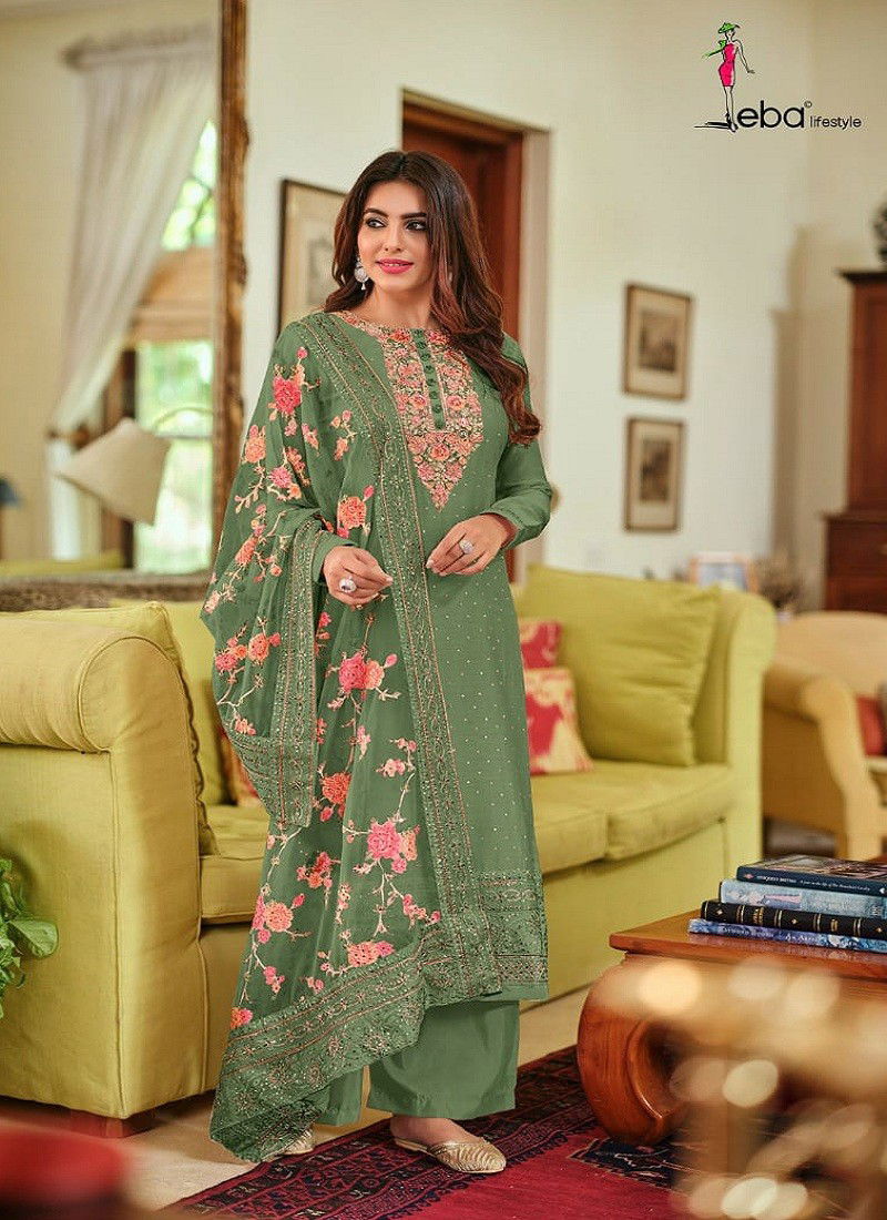 Green Colour Nyra Vol 3 By Eba Lifestyle Designer Salwar Suits Catalog 1373