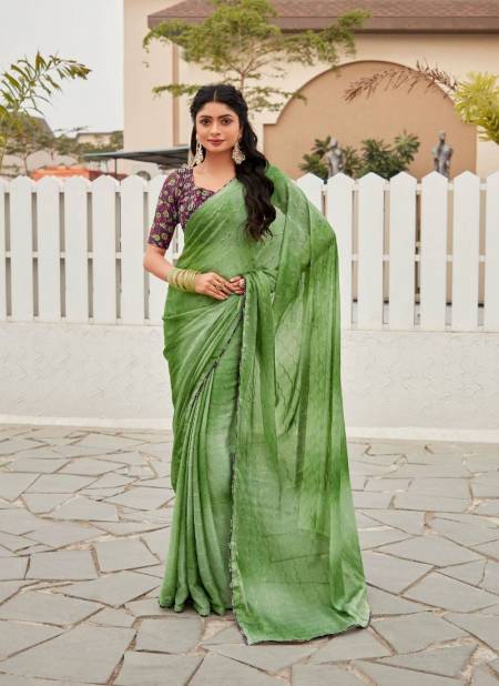 Green Colour Oliva By Stavan 3D Shaded Chiffon Embroidery Saree Wholesale Online 110