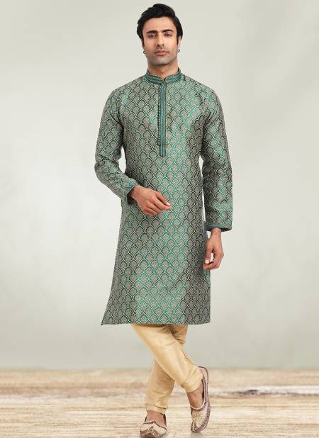 Green Colour Outluk 102 Festive Wear Wholesale Kurta Pajama 102007