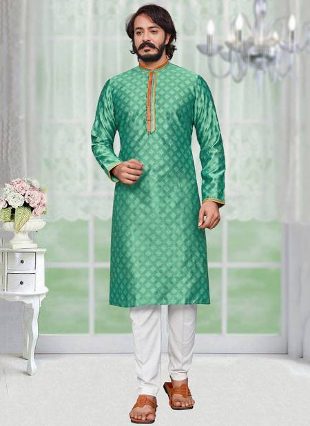 Green Colour Outluk 117 Wedding Wear Mens Kurta Pajama Catalog 117002