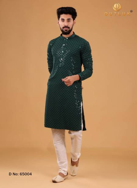 Green Colour Outluk 65 Wedding Wear Wholesale Kurta Pajama 65004