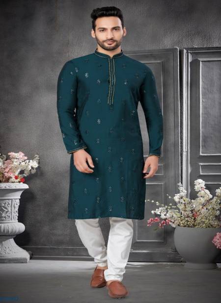 Green Colour Outluk Vol 128 Mens Wear Kurta Pajama Catalog 128002