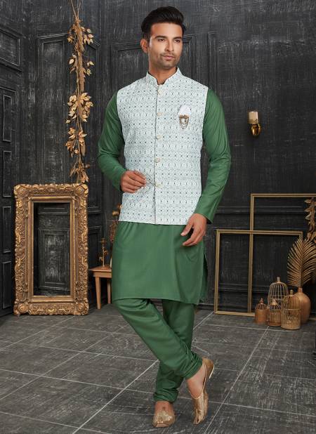 Green Colour Outluk Vol 69 A Function Wear Wholesale Modi Jacket Kurta Pajama 69001 A