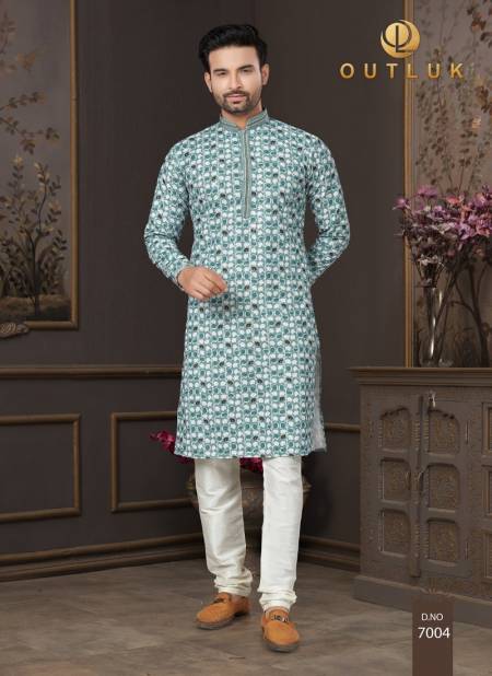 Green Colour Outluk Wedding Collection Vol 7 Pintex Lucknowi Kurta Pajama Manufacturers 7007