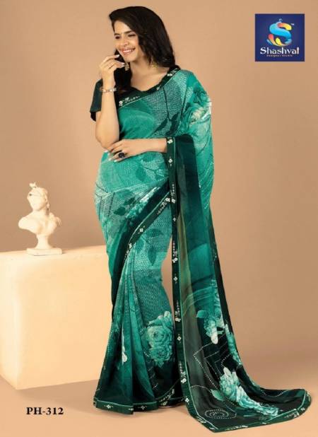 Green Colour Panchi 3 By Shashvat Digital Printed Designer Bamber Silk Saree Wholesale Online PH-312