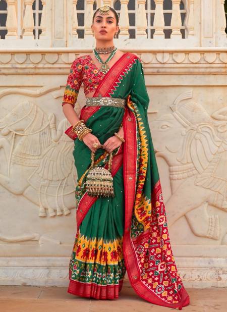 Green Colour Panetar Printed Wholesale Wedding Wear Sarees 648